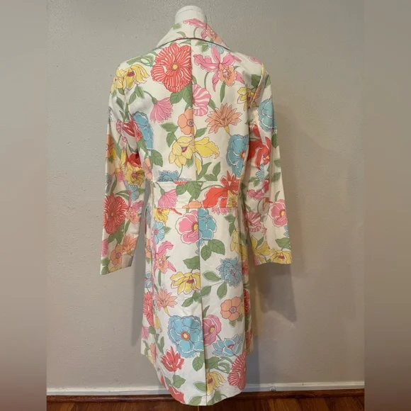 100% Cotton Women's Coat with Floral Design - Picture 4 of 8